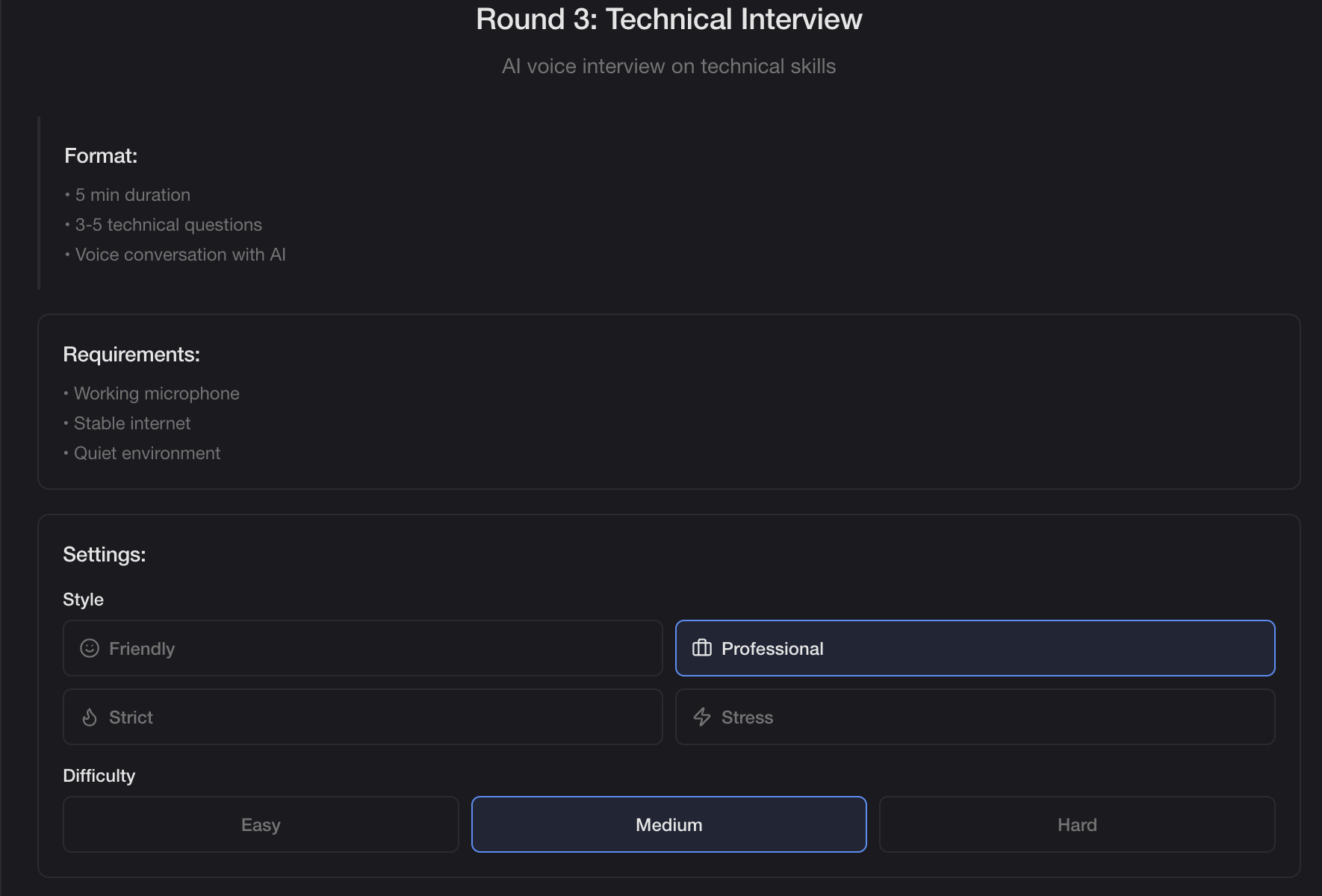 AI Interview Practice Interface